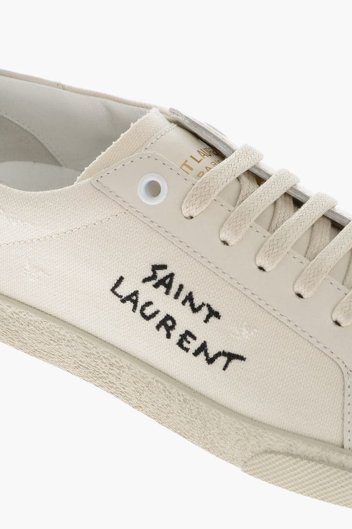 Shoes - Saint Laurent Lace - up Canvas Sneakers with Embroidered Logo - 8091574579 - Ask Me Wear