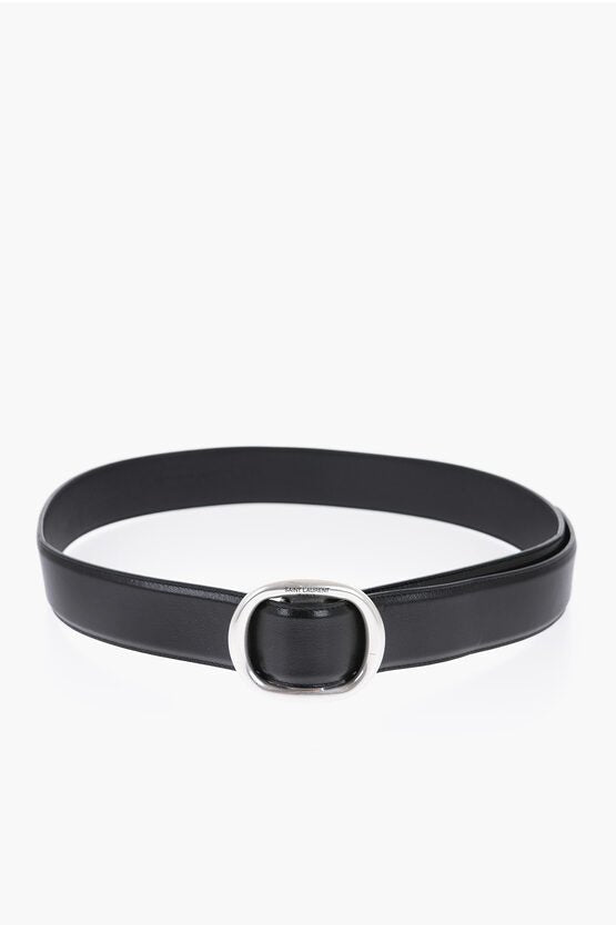 Accessories - Belts - Saint Laurent Leather Belt with Logoed Buckle - GC120240600349 - Ask Me Wear