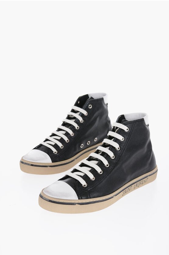 Shoes - Saint Laurent Leather MALIBU High - Top Sneakers - 8130852174 - Ask Me Wear