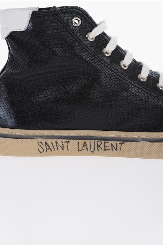 Shoes - Saint Laurent Leather MALIBU High - Top Sneakers - 8130852174 - Ask Me Wear