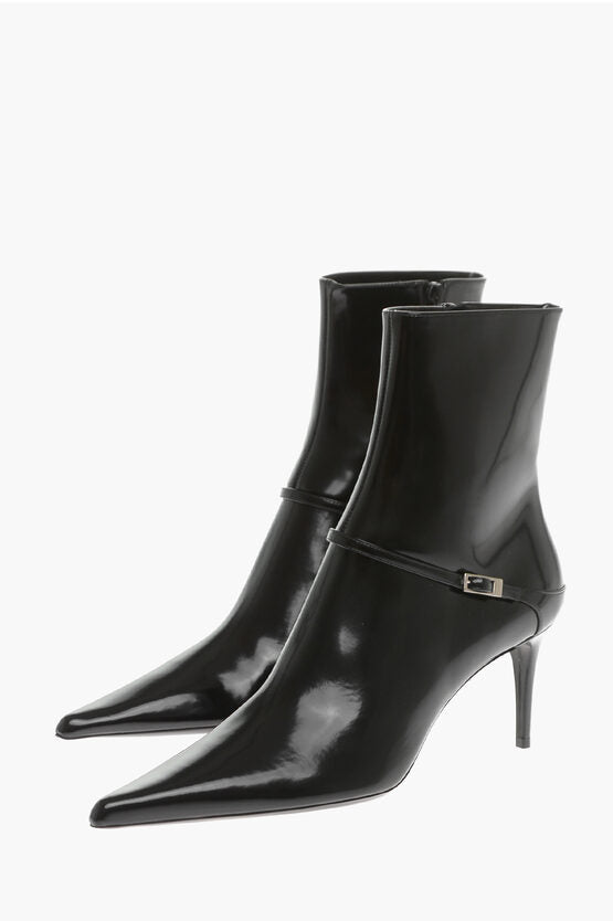 Shoes - Saint Laurent Leather MARILYN Booties with Strap 7cm - 8131292962 - Ask Me Wear