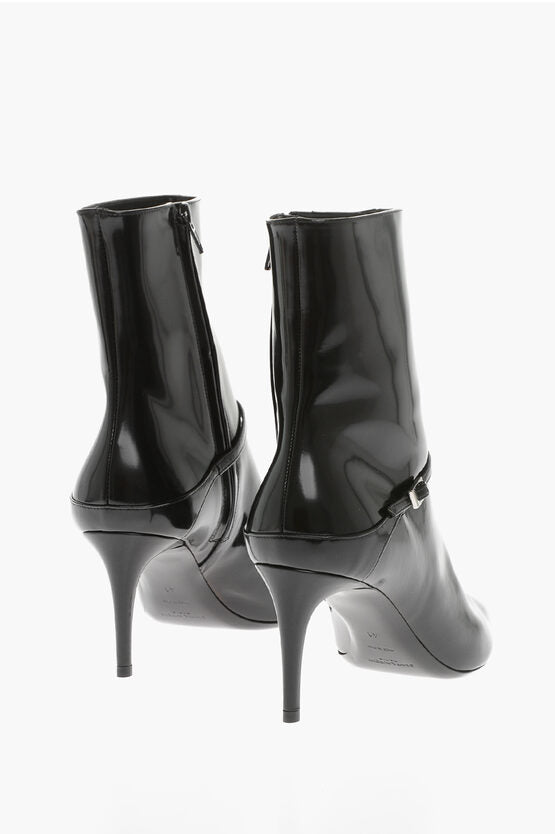 Shoes - Saint Laurent Leather MARILYN Booties with Strap 7cm - 8131292962 - Ask Me Wear