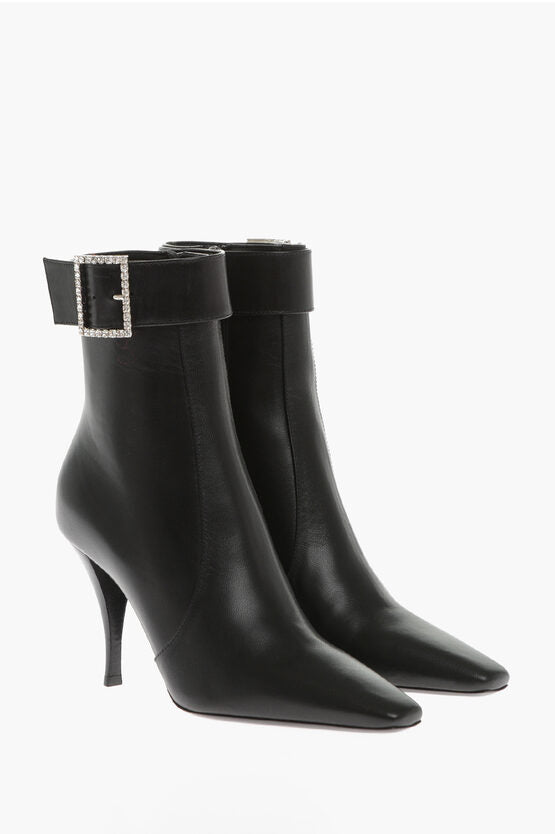 Saint Laurent - Other - Saint Laurent Leather TOM Booties with Jeweled Buckle 9cm - 8109153291 - Ask Me Wear