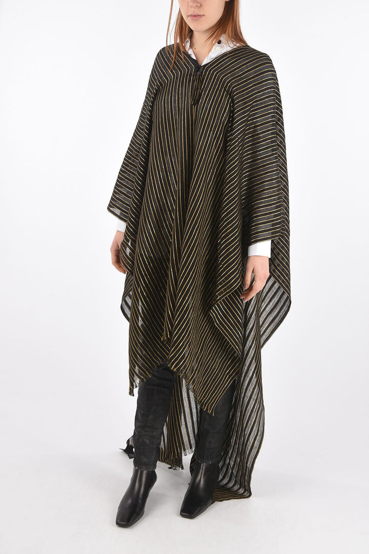 Accessories - Hats - Saint Laurent Lurex Pinstriped Cashmere Blend Cape - 8093136480 - Ask Me Wear