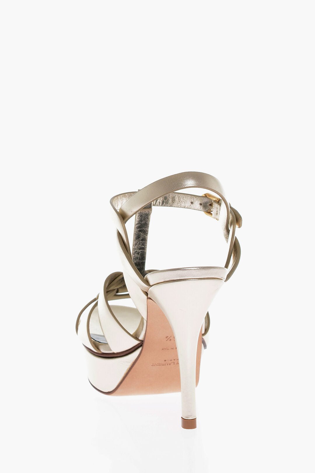 Shoes - Saint Laurent Metallic Effect Leather Sandals Heel 10 cm - 8083469936 - Ask Me Wear