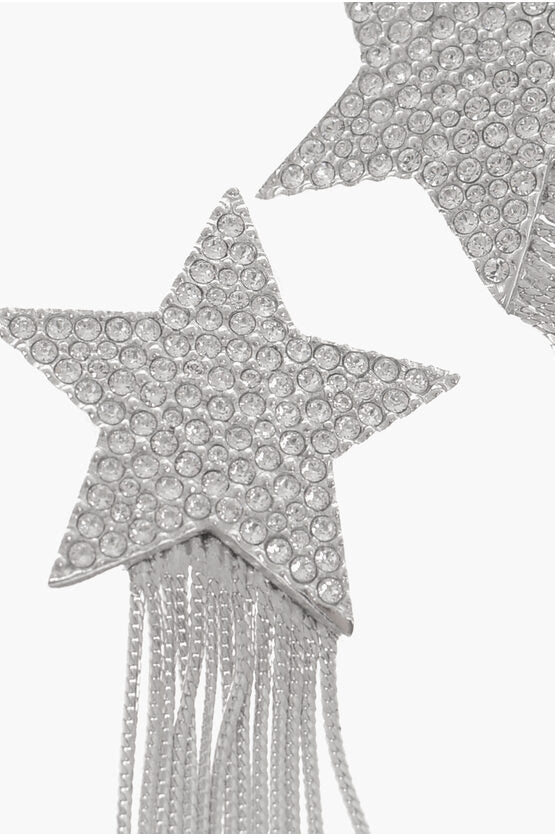 Earrings - Saint Laurent Palladium SHOOTING STAR Earrings with Swarovski - 2004613780432 - Ask Me Wear