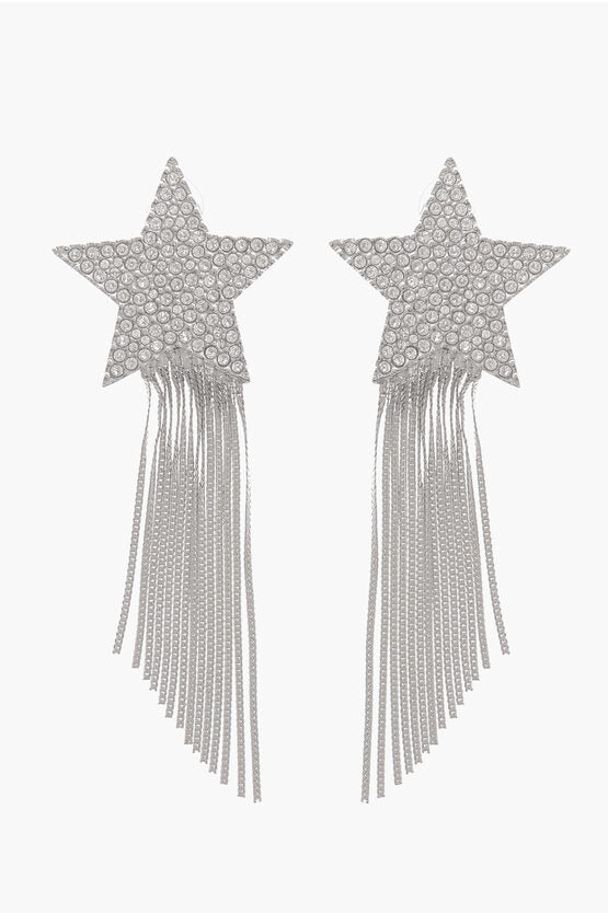 Earrings - Saint Laurent Palladium SHOOTING STAR Earrings with Swarovski - 2004613780432 - Ask Me Wear