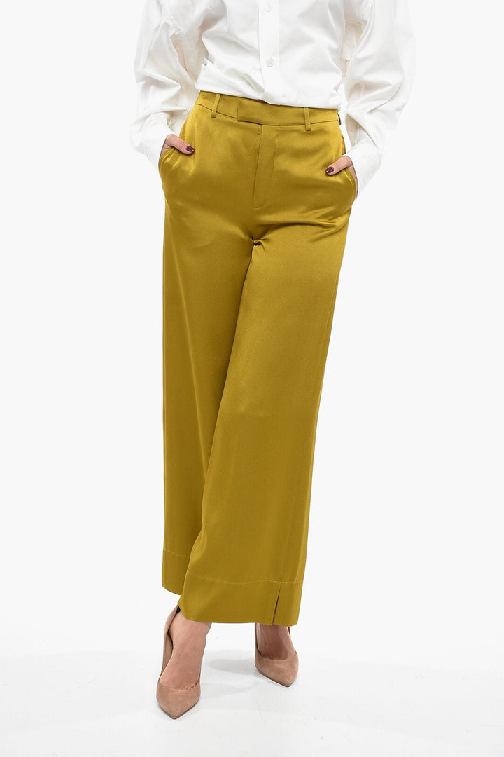 Clothing - Pants - Saint Laurent Satin Palazzo Pants with Belt Loops - 8129746409 - Ask Me Wear