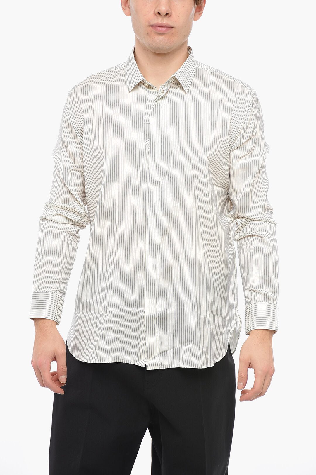 Clothing - Shirts - Saint Laurent Silk Pinstriped Shirt with Relaxed Fit - 901724761105 - Ask Me Wear