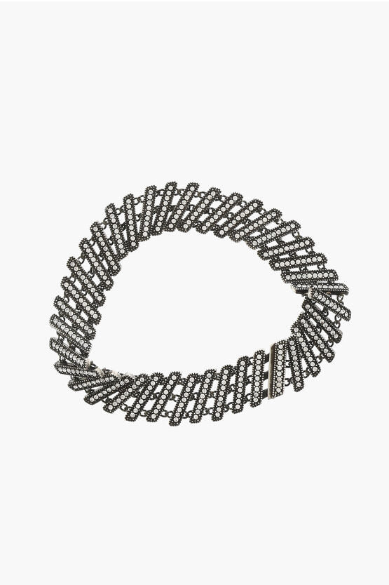 Bracelet - Saint Laurent Silver - Effect Bracelet with Rhinestone - 8108561727 - Ask Me Wear