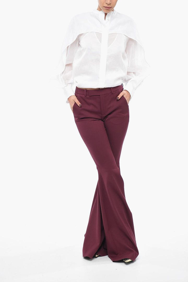 Clothing - Pants - Saint Laurent Stretch Wool Flared - leg Pants with Belt Loops - 8128583140 - Ask Me Wear