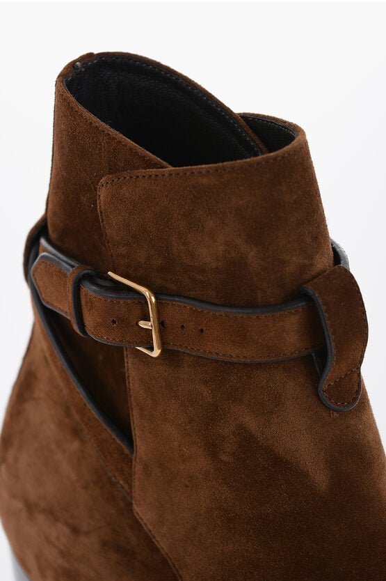 Shoes - Saint Laurent Suede Leather WYATT Boots With Buckle Detail - 8130834745 - Ask Me Wear