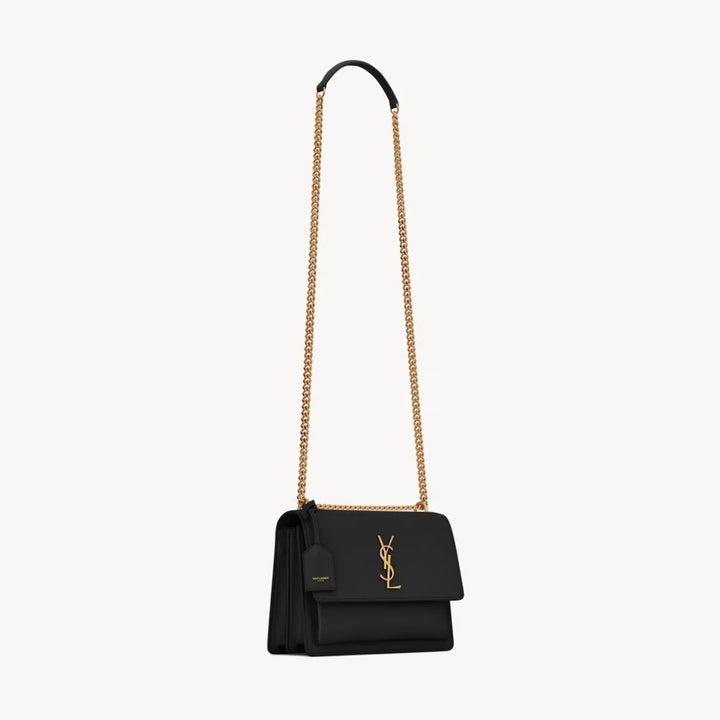 Handbag - SAINT LAURENT Sunset medium chain bag in smooth leather - Gold - 442906D420W1000 - Ask Me Wear