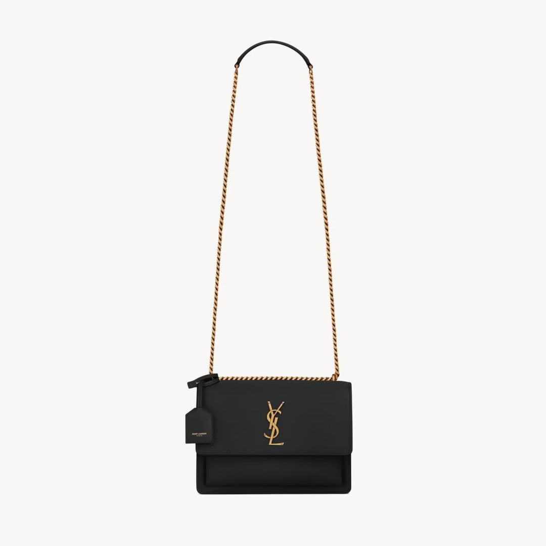 YSL - Handbag - SAINT LAURENT Sunset medium chain bag in smooth leather - Gold - 442906D420W1000 - Ask Me Wear