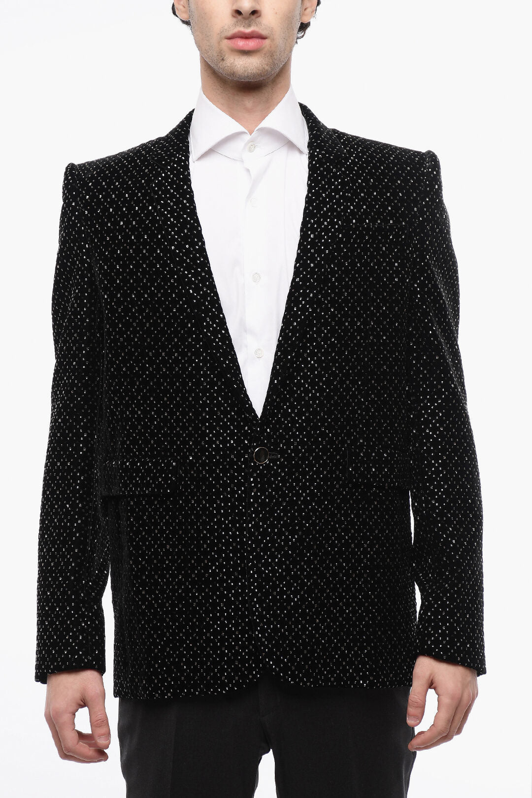 Clothing - Coats/Jackets - Saint Laurent Velour Tuxed Blazer with Beaded Embroideries - 8094592829 - Ask Me Wear