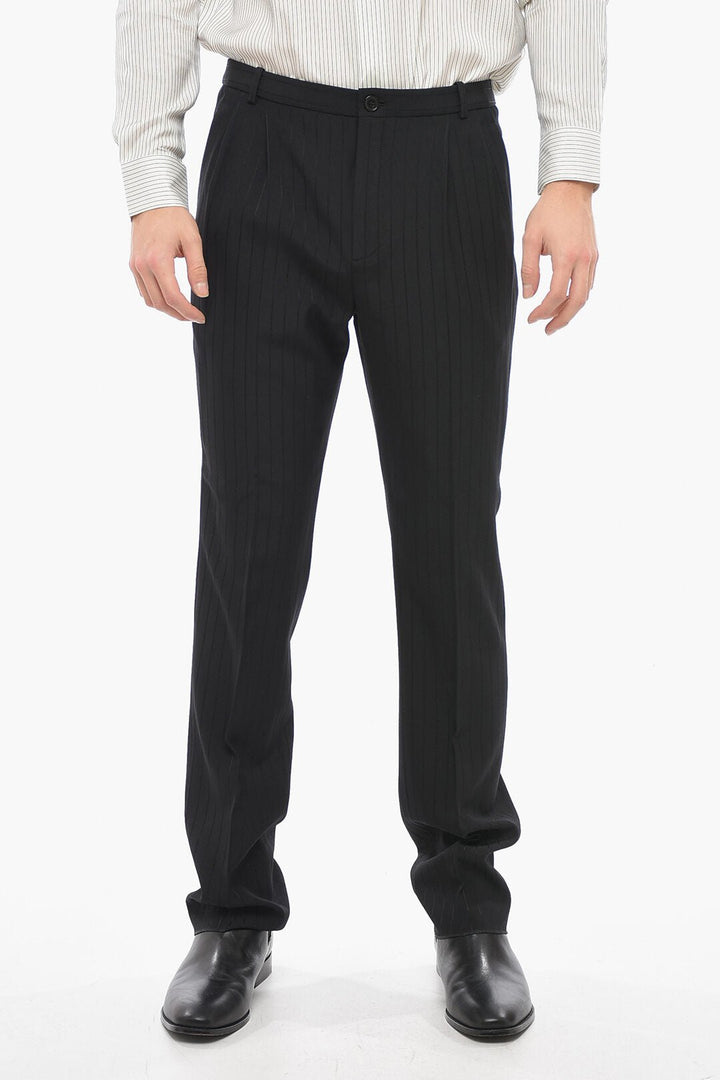 Clothing - Pants - Saint Laurent Wool Pinstriped Pants - 8128827693 - Ask Me Wear