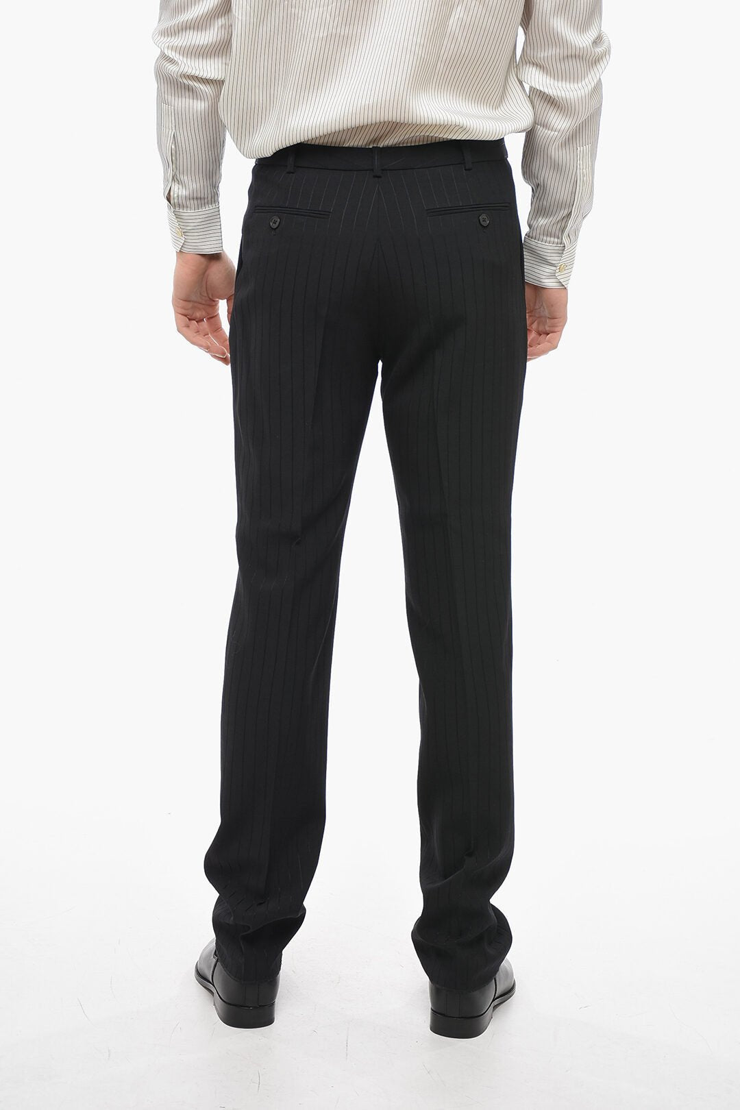 Clothing - Pants - Saint Laurent Wool Pinstriped Pants - 8128827693 - Ask Me Wear