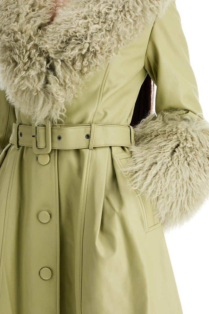 Clothing - Saks Potts Foxy Leather And Shearling Long Coat - 242834DCP000001 - SAGE - 2 - Ask Me Wear