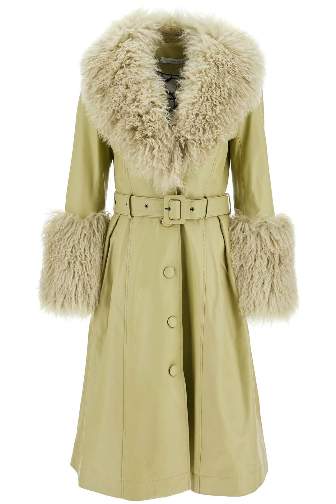 Clothing - Saks Potts Foxy Leather And Shearling Long Coat - 242834DCP000001 - SAGE - 2 - Ask Me Wear