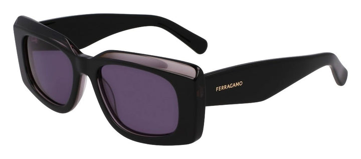 Salvatore FerragamoSunglasses - Salvatore Ferragamo SF 1079SN 022 Rectangular Plastic Dark Grey Sunglasses with Purple Lens - SF_1079SN_022_54mm - Ask Me Wear