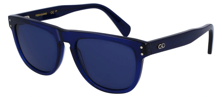 Salvatore FerragamoSunglasses - Salvatore Ferragamo SF 1111S 432 Browline Plastic Transparent Blue Sunglasses with Blue Lens - SF_1111S_432_55mm - Ask Me Wear