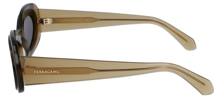 Salvatore FerragamoSunglasses - Salvatore Ferragamo SF 2003S 327 Oval Plastic Transparent Khaki/Green Sunglasses with Dark Grey Lens - SF_2003S_327_54mm - Ask Me Wear