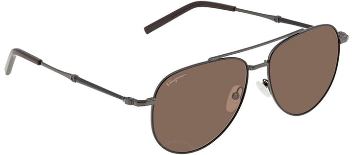 Salvatore FerragamoSunglasses - Salvatore Ferragamo SF 226S 021 Aviator Metal Black Sunglasses with Brown Lens - SF_226S_021_58mm - Ask Me Wear