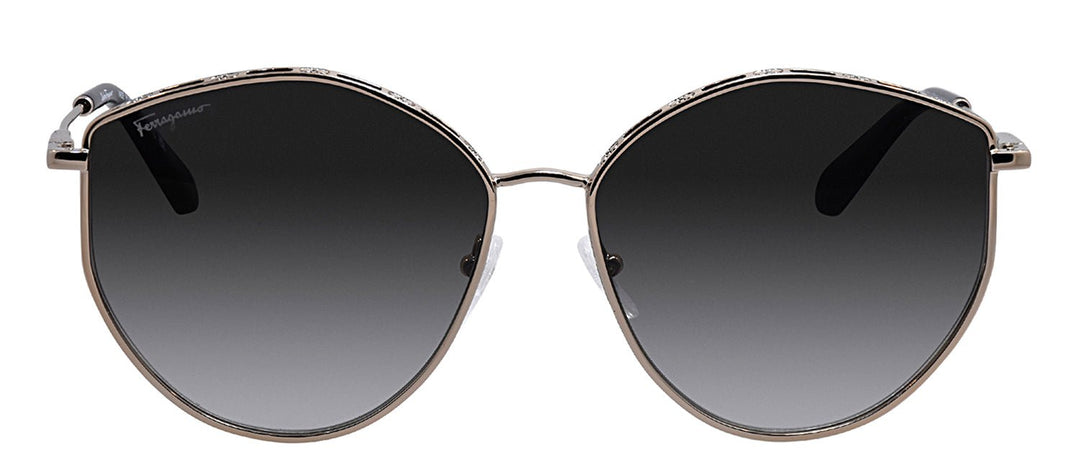 Salvatore FerragamoSunglasses - Salvatore Ferragamo SF 264S 785 Irregular Metal Rose Gold Sunglasses with Grey Gradient Lens - SF_264S_785_60mm - Ask Me Wear