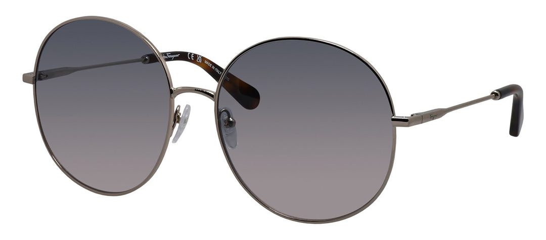 Salvatore FerragamoSunglasses - Salvatore Ferragamo SF 299S 688 Round Metal Gold Sunglasses with Blue Gradient Lens - SF_299S_688_60mm - Ask Me Wear