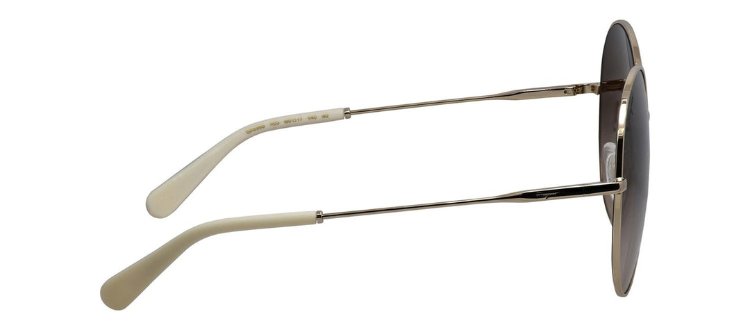 Salvatore FerragamoSunglasses - Salvatore Ferragamo SF 299S 703 Round Metal Gold Sunglasses with Brown Gradient Lens - SF_299S_703_60mm - Ask Me Wear