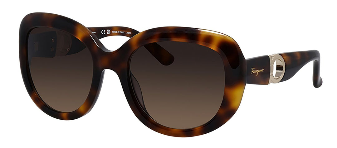Salvatore FerragamoSunglasses - Salvatore Ferragamo SF 727S 214 Round Plastic Tortoise Sunglasses with Brown Lens - SF_727S_214_53mm - Ask Me Wear
