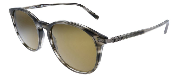 Salvatore FerragamoSunglasses - Salvatore Ferragamo SF 911S 003 Round Plastic Grey Sunglasses with Green Lens - SF_911S_003_53mm - Ask Me Wear