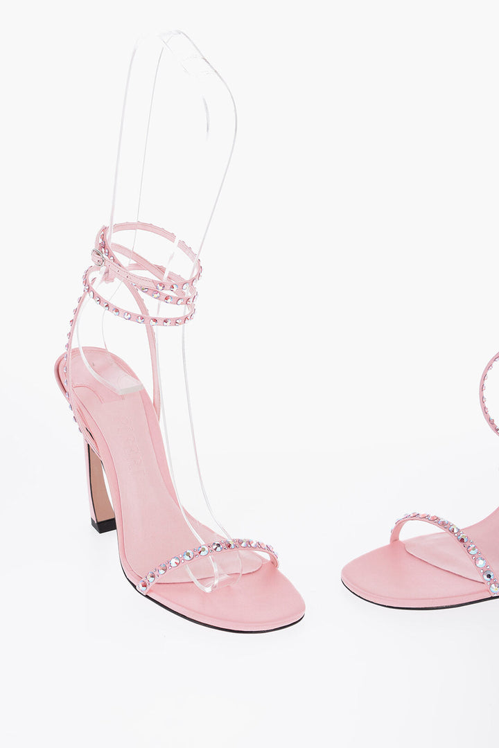 Piferi Satin Ankle-Strap Sandals with Rhinestone Embellishment Heel