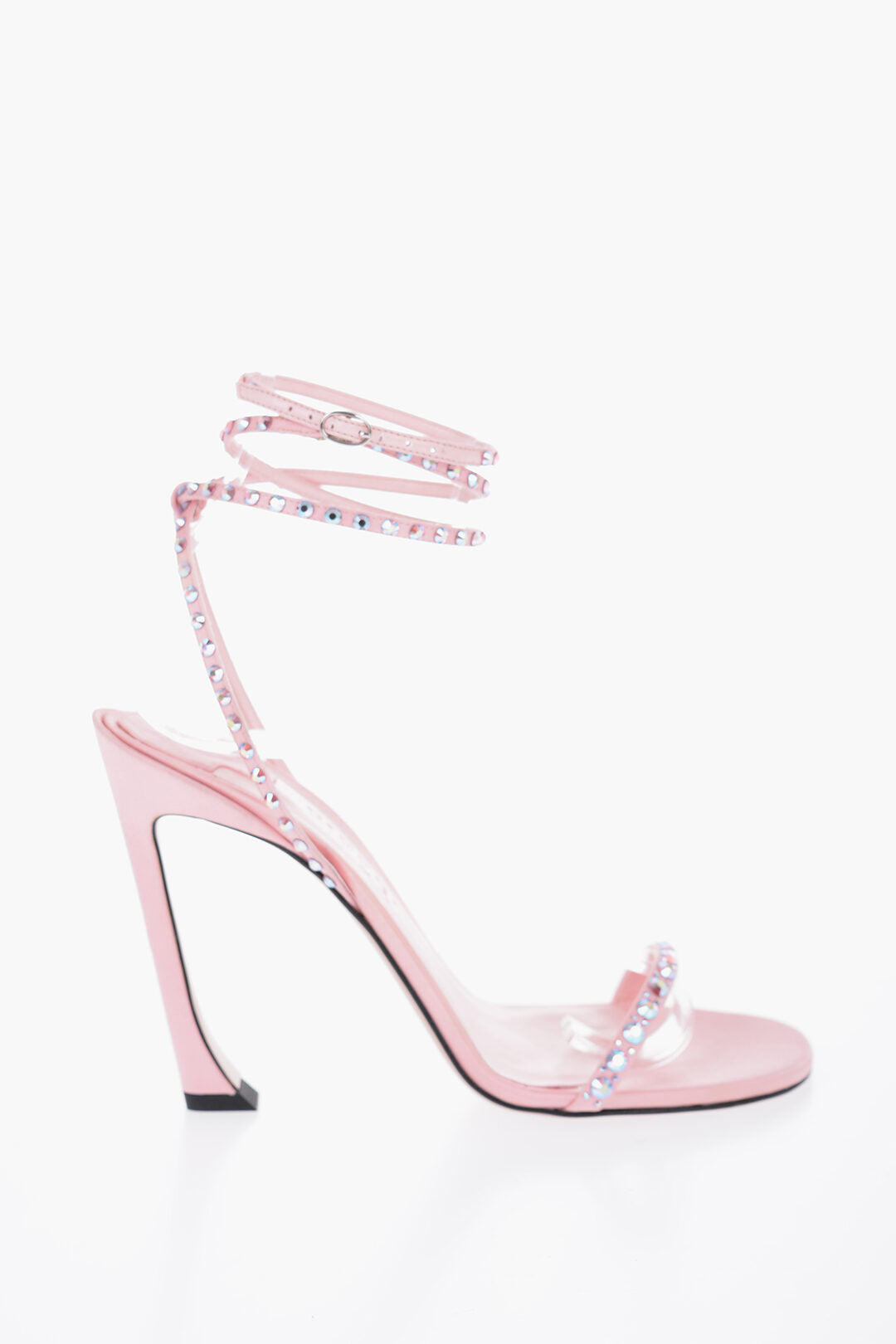 Piferi Satin Ankle-Strap Sandals with Rhinestone Embellishment Heel