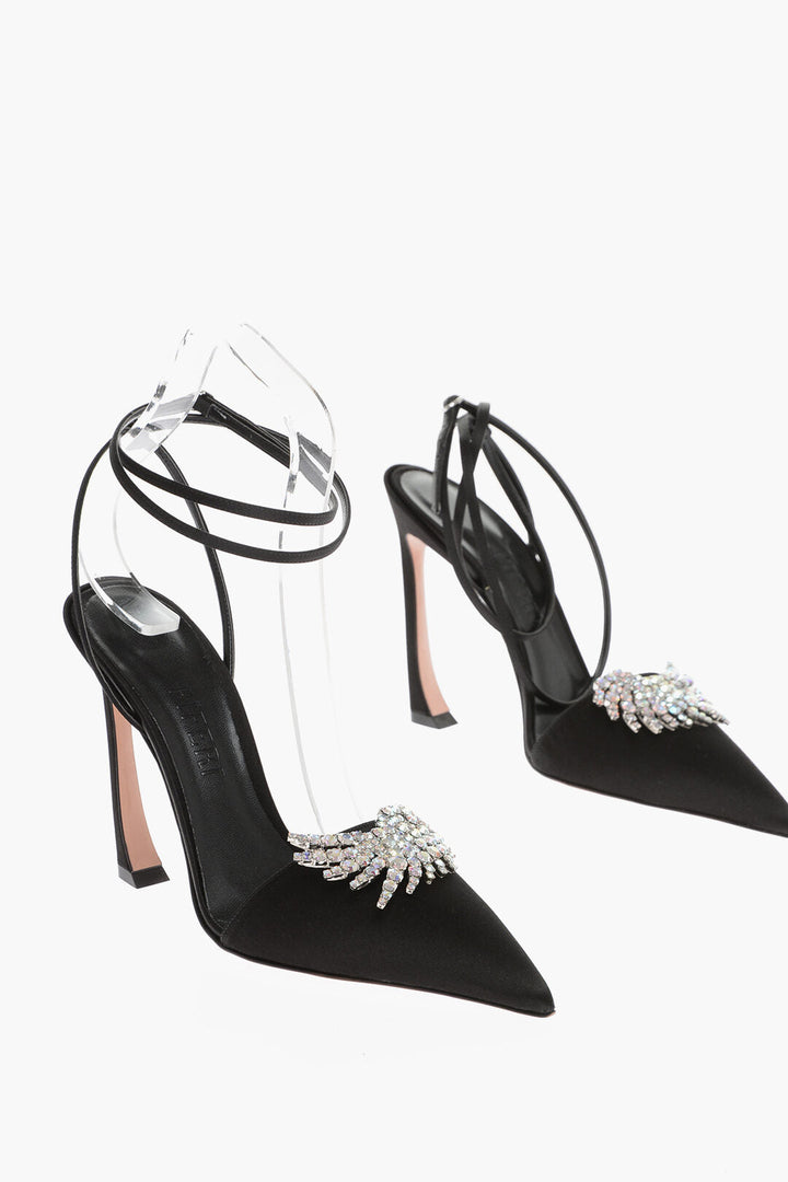 Piferi Satin CARINE Lace-Up Pumps with Jewels Embellished