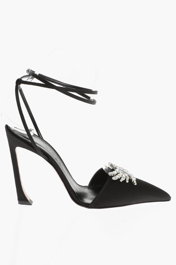 Piferi Satin CARINE Lace-Up Pumps with Jewels Embellished