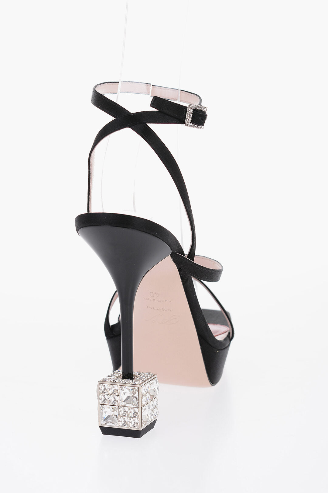 Roger Vivier Satin CUBE Sandals with Swarovski Heel Detail 12cm