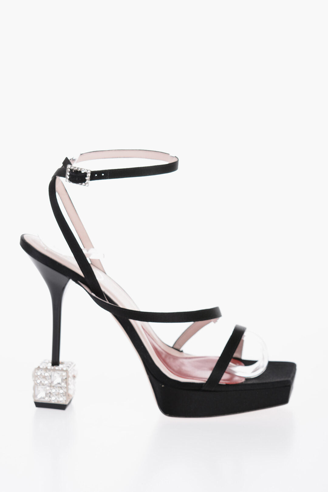 Roger Vivier Satin CUBE Sandals with Swarovski Heel Detail 12cm