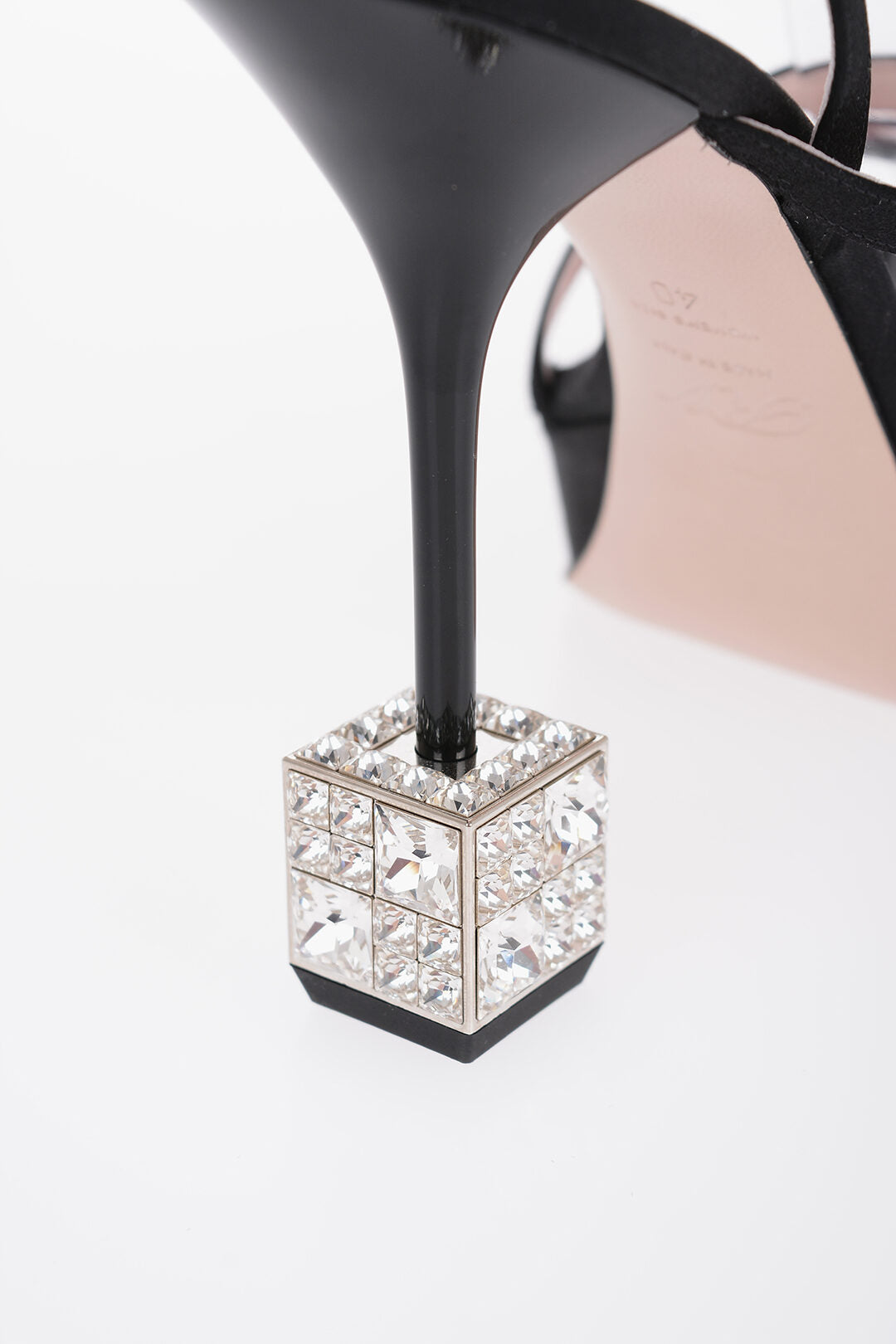 Roger Vivier Satin CUBE Sandals with Swarovski Heel Detail 12cm