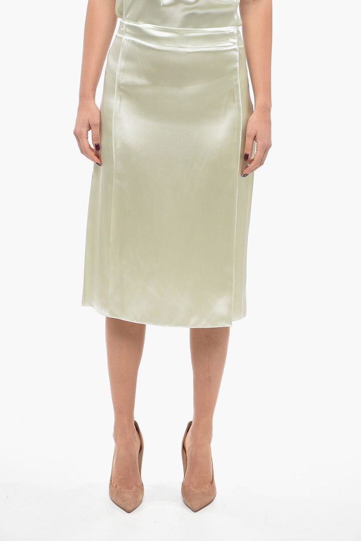 Bottega Veneta Satin Flared Skirt with Zipped Closure