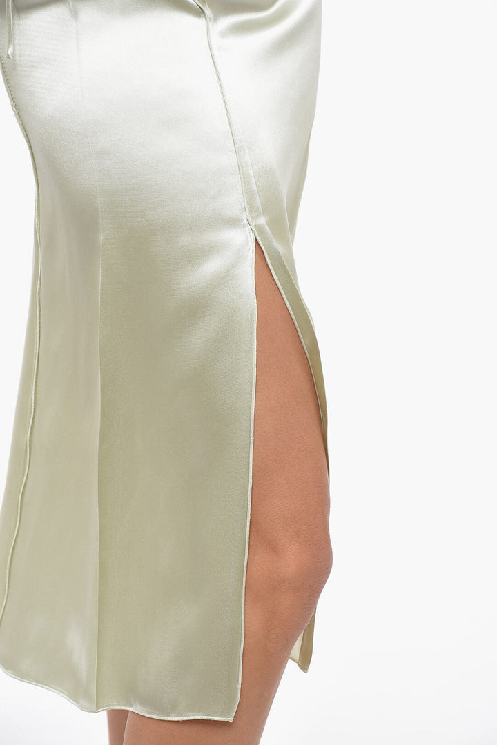 Bottega Veneta Satin Flared Skirt with Zipped Closure