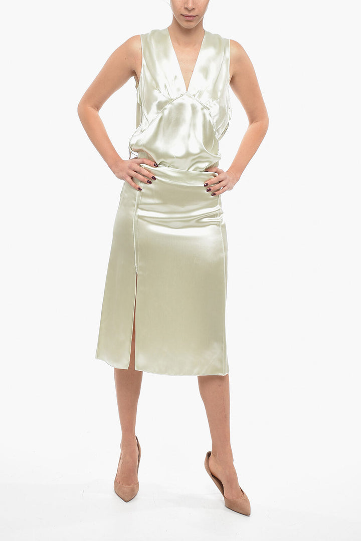 Bottega Veneta Satin Flared Skirt with Zipped Closure