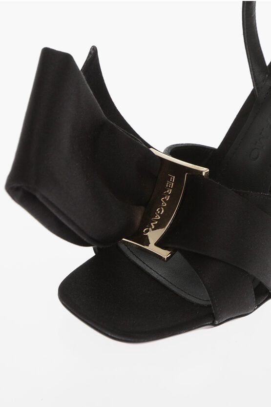 Salvatore Ferragamo Satin HELENA Sandals with Front Bow 10.5cm