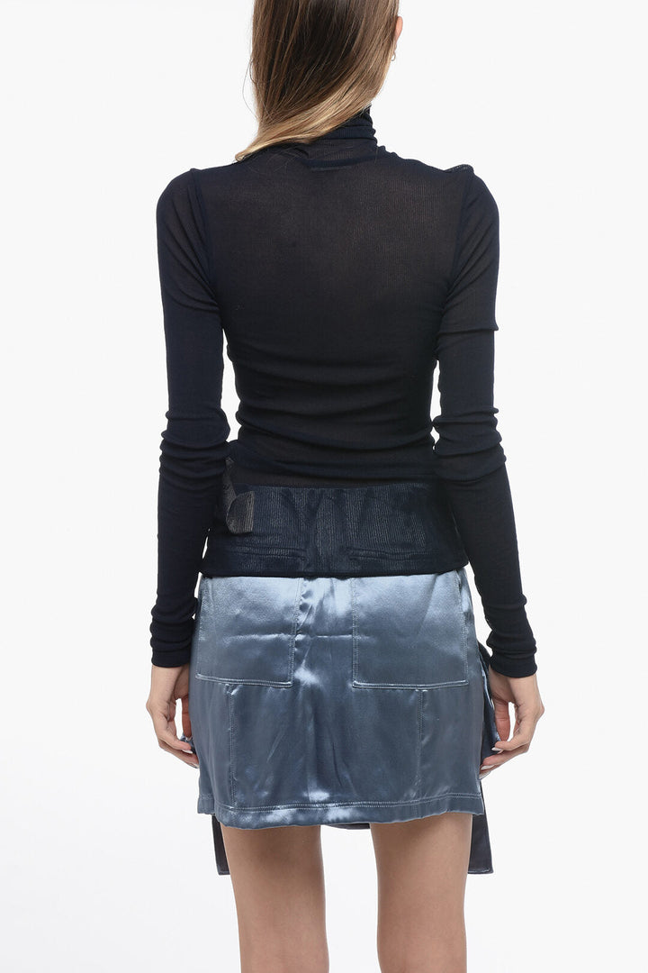 Fendi Satin Mini Skirt with Logoed Buckles