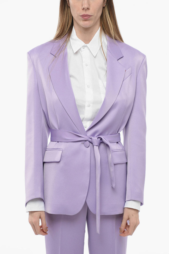 Hebe Studio Satin THE LOVER Blazer with Belt