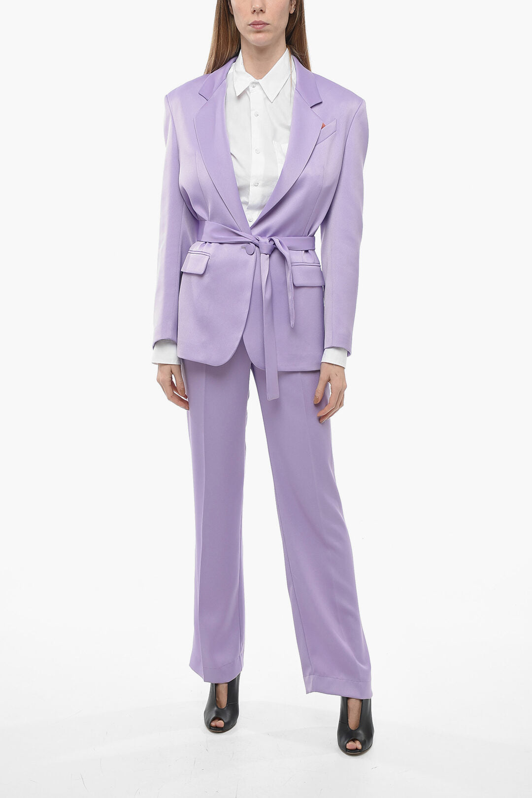 Hebe Studio Satin THE LOVER Blazer with Belt