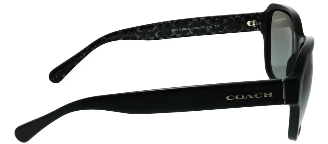 Coach L1010 HC 8232 551011 Rectangle Plastic Black Sunglasses with Dark Grey Gradient Lens