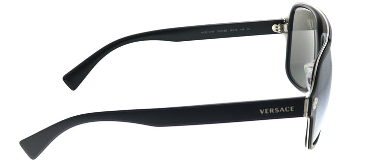 Versace Medusa Charm VE 2199 10006G Aviator Plastic Black Sunglasses with Silver Mirror Lens