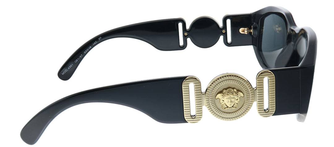 Versace VE 4361 GB1/87 Geometric Plastic Black Sunglasses with Grey Lens
