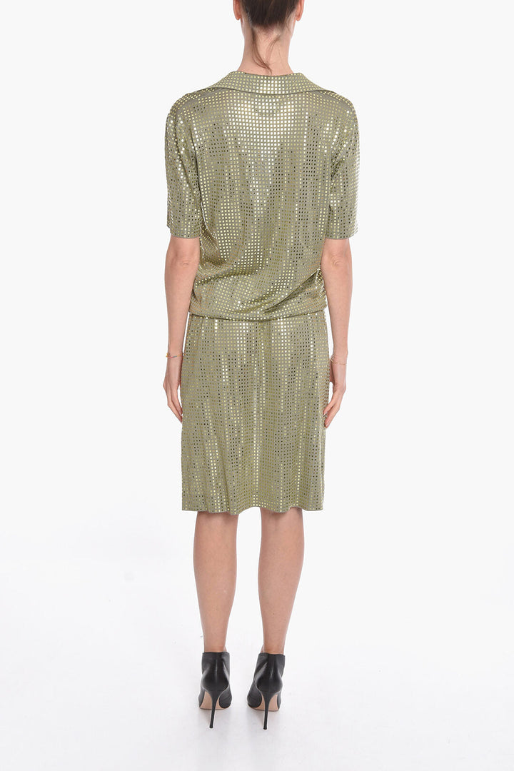 Bottega Veneta Silk Knit Midi Dress with Mirrored-studs